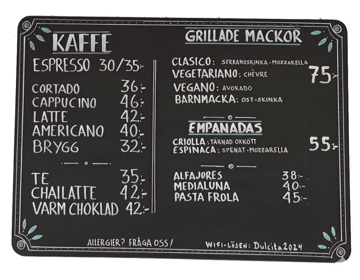 Menu Dulcita